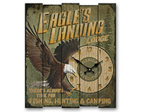 Wooden Cabin Clock Eagles Landing-AMEWCBK403