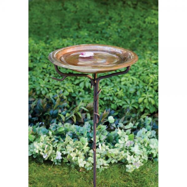 Solid Copper Bird Bath with Iron Twig Base + Freight