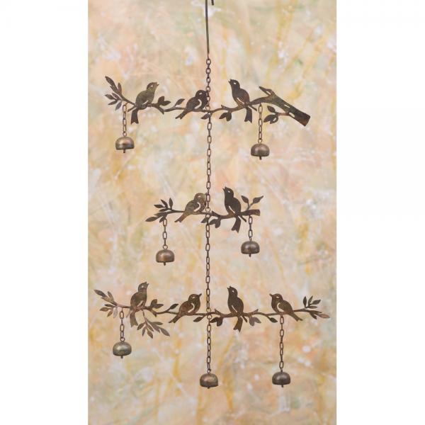 Tiered Birds with Bells Flamed Finish