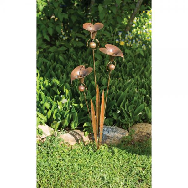 Triple Calla Lily Flamed Garden Stake