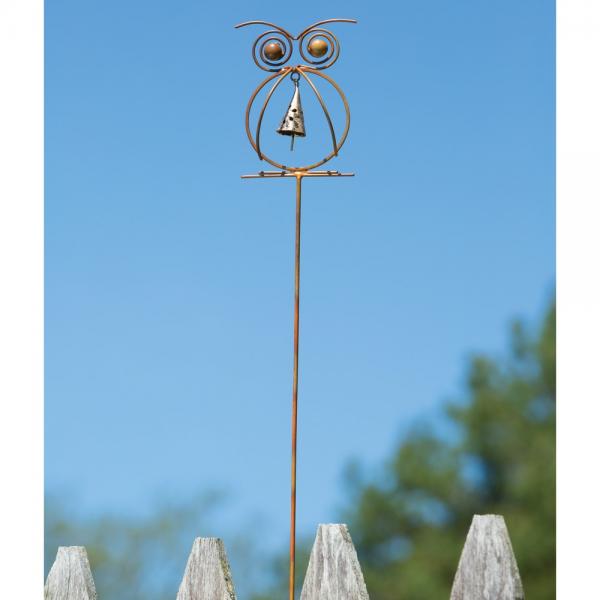 Owl withBell Flamed Garden Stake