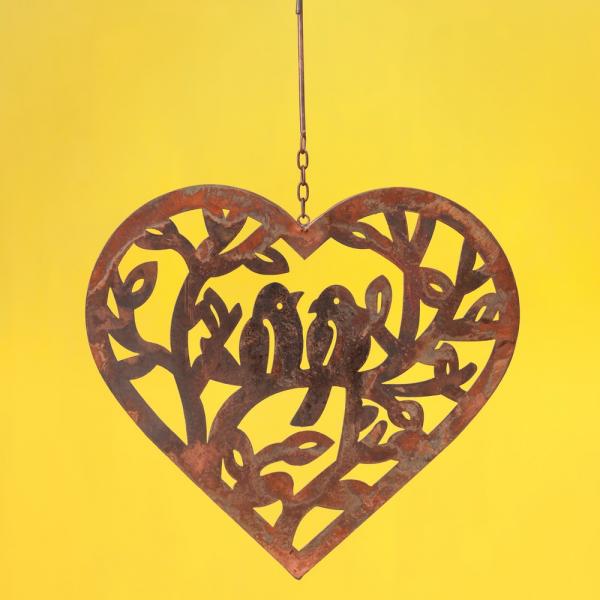 Hanging Openwork Heart Flamed Finish