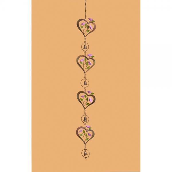 Multicolor Flowers on Heart Ornament with Bells