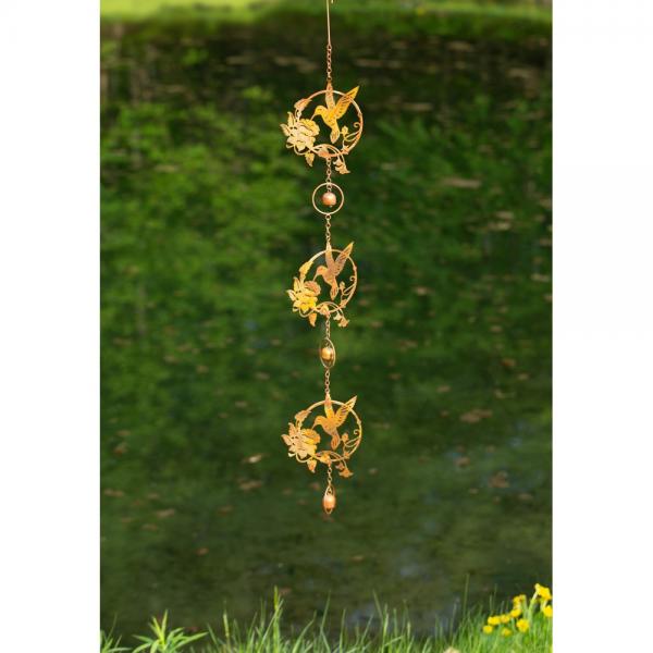 Triple Hummingbird and Lily Flamed hanging Ornament