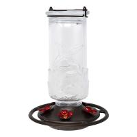 Clear Embossed Glass Hummingbird Feeder-BE233