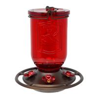 Ruby Jar Glass Hummingbird Feeder-BE236