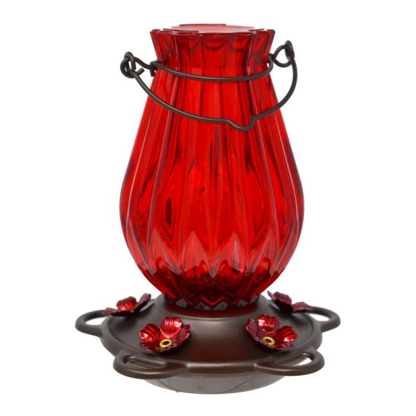 Scarlet Lantern Glass Hummingbird Feeder