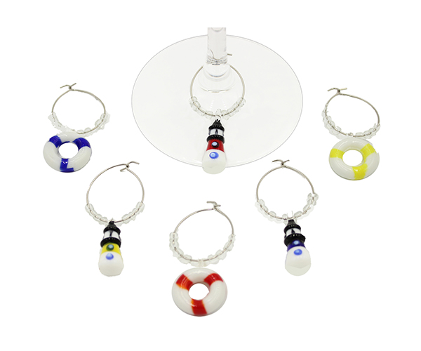 Lighthouse Wine Charms Set of 6