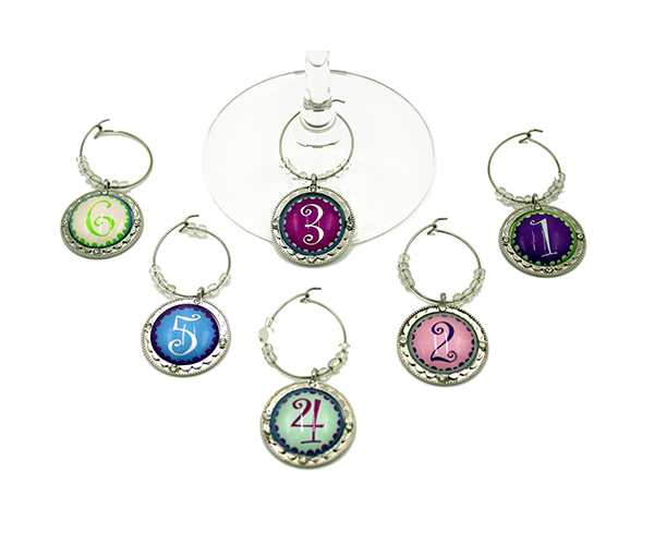 Numbers Wine Charms Set of 6