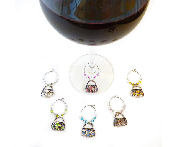 Purse Wine Charms Set of 6