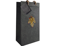 2 Bottle Handmade Paper Wine Bottle Bag  - Black-BB2GLBLACK
