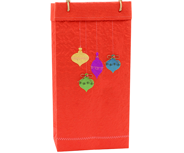 2 Bottle Handmade Paper Wine Bottle Bag - Ornaments 2 Bottle Handmade Paper Wine Bottle Bag - Ornaments