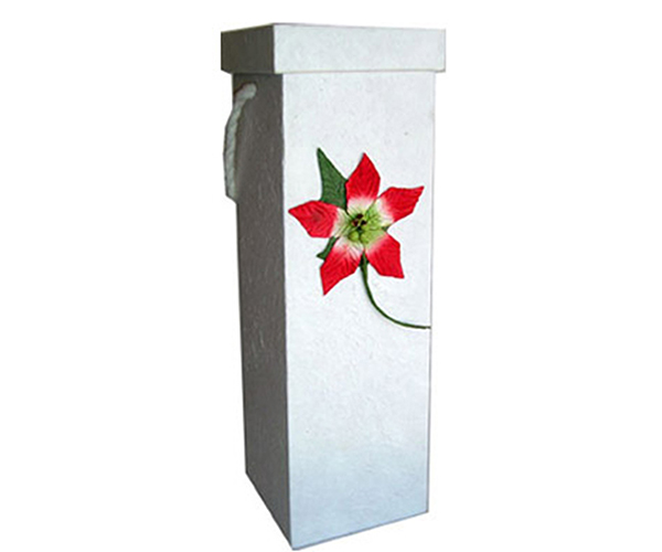 Box1 Poinsettia Red - Handmade Paper Bottle Box