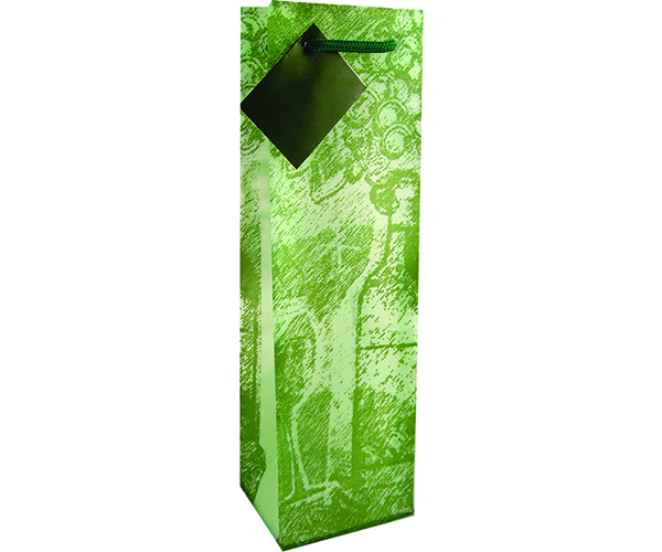 Frost Printed Paper Wine Bottle Bag  - Chateau Olive