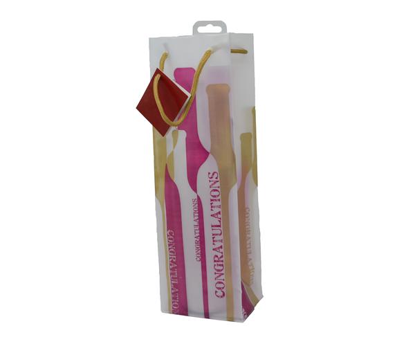 Frost Printed Paper Wine Bottle Bag  - Congratulations