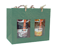 2 Bottle Handmade Paper Gourmet Bag - Green with Windows-GB2GREEN