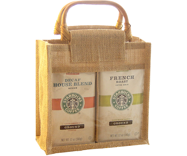 Jute 2 Compartment Coffee Bag - Natural