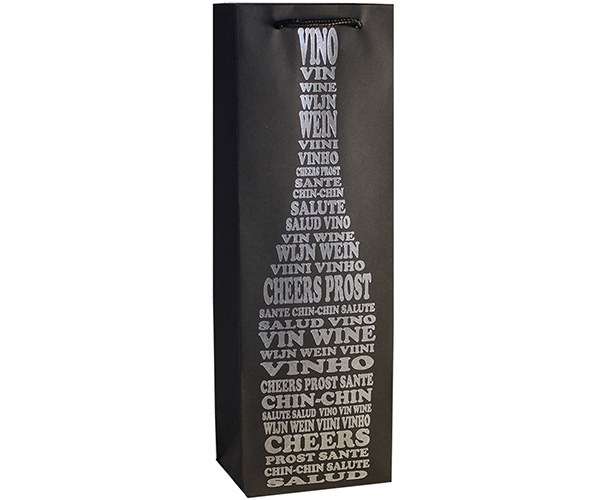 Printed Paper Wine Bottle Bag - Cheers
