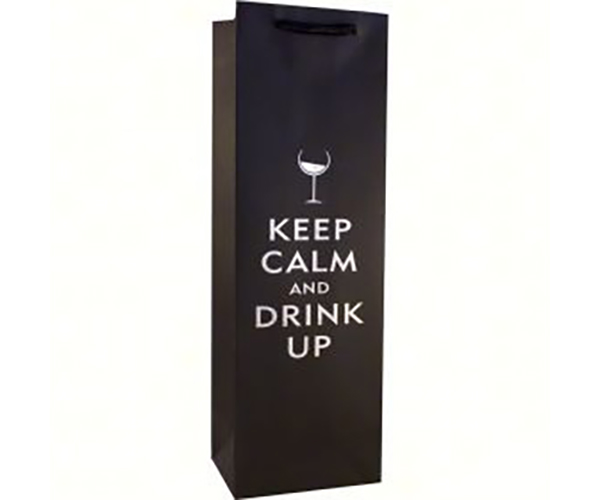 Printed Paper Wine Bottle Bag - Drink Up
