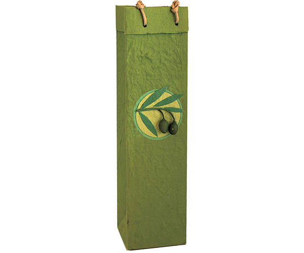Handmade Paper Olive Oil Bottle Bag - Castilla Green