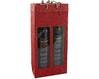 2 Bottle Handmade Paper Olive Oil Bottle Bag - Red with Windows-OB2RED