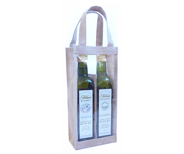 2 Bottle Jute Olive Oil Bottle Bag - Clear