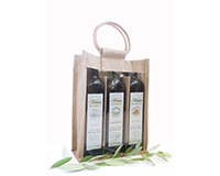 3 Bottle Jute Olive Oil Bottle Bag - Natural with Windows-OJ3NATURAL
