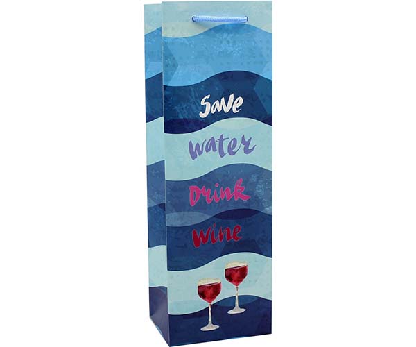 Printed Paper Wine Bottle Bag Conserve Water