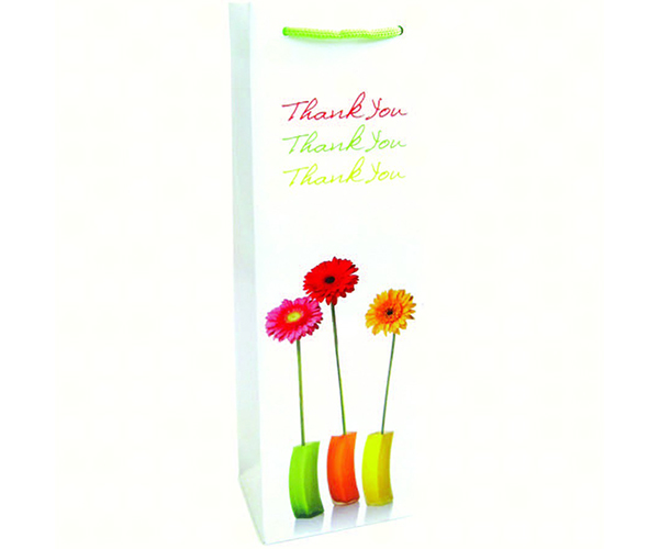 Printed Paper Single Wine Bag - Thank You