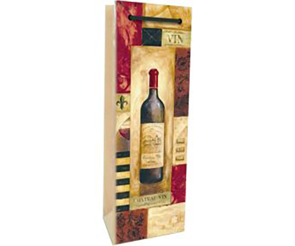 Printed Paper Single Wine Bag - Vin