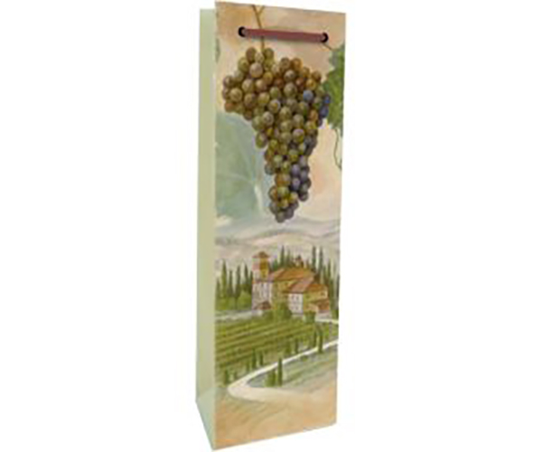 Printed Paper Single Wine Bag - Vineyard