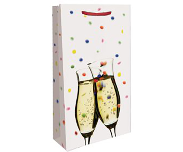 Confetti Printed Paper Two Bottle Wine Bag