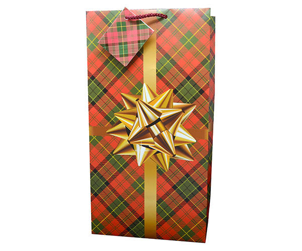Gold Gift Printed Paper Two Bottle Wine Bag