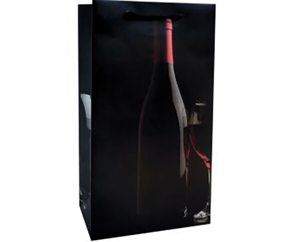 Silhouette Printed Paper Two Bottle Wine Bag