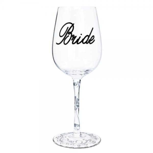 Wine Glass Bride with Scroll Design Stem