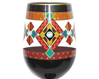 Stemless Wine Glass Black Southwest Bottom's Up-SLBlackSW