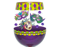 Stemless Wine Glass Mardi Gras Deux-SLMARDIGRASDEUX