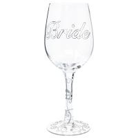 Bride Wine Glass with Clear Stem-WGBRIDECL