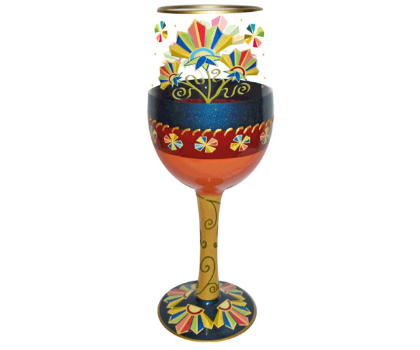 Wine Glass Deco Floral Bottom