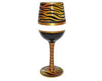 Wine Glass Deco Tiger Bottom's Up-WGDECOTIGER