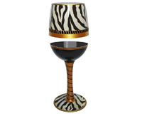 Wine Glass Deco Zebra Bottom's Up-WGDECOZEBRA