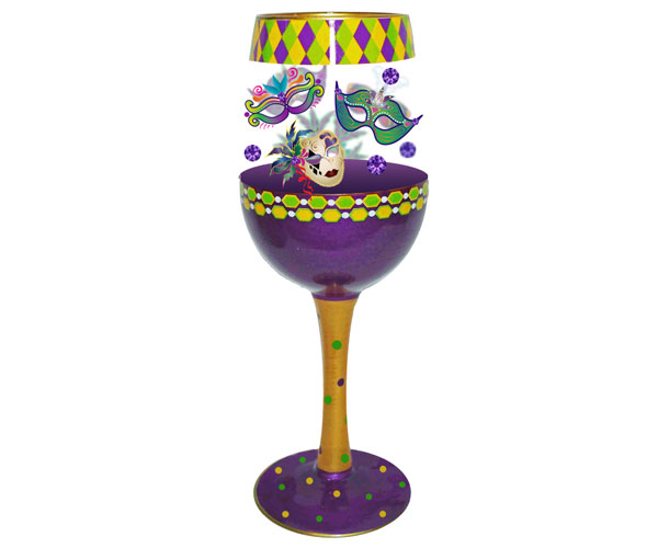 Wine Glass Mardi Gras Deux Bottom