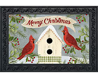 Christmas Cardinal Bird House Doormat-BLD00702