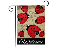 Ladybug Gathering Burlap Garden Flag-BLG00864