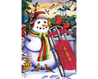 Snowman and Sled Garden Flag-BLG00915