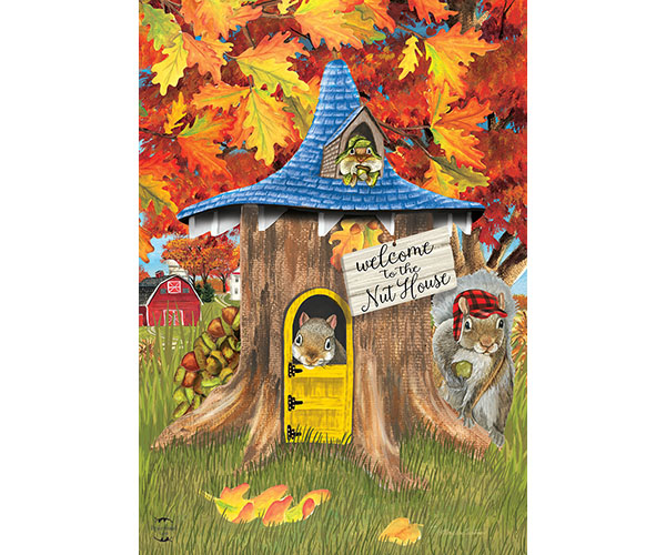 Fall Nut House Garden Flag