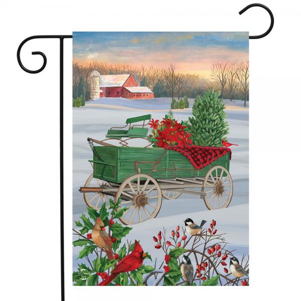 Winter Wagon Garden Flag