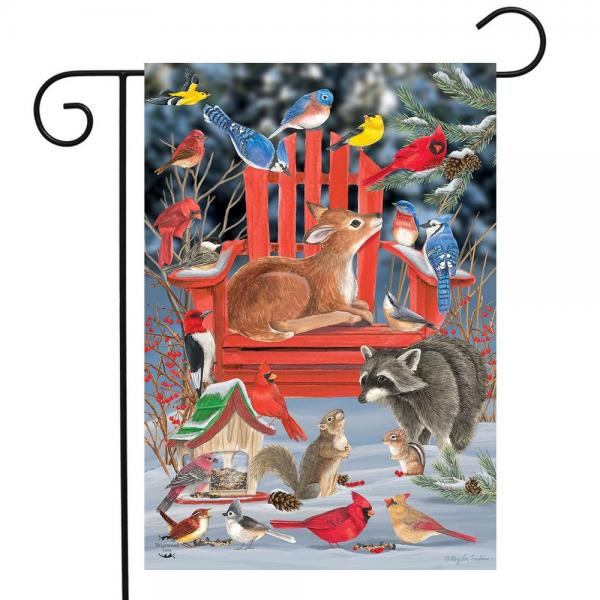 Snow Day Gathering Garden Flag