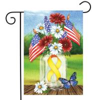 Support Our Troops Mason Jar Garden Flag-BLG01570