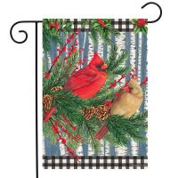 Winter Birch Tree Cardinals Garden Flag-BLG01667